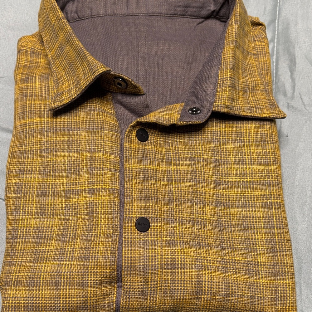 DKNY Blue and White Checkered Men's Shirt